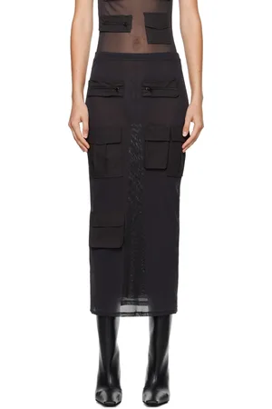 Acne Studios Black Cargo Mesh Maxi Skirt