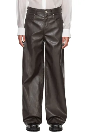 SYSTEM Brown Wide-Leg Faux-Leather Trousers
