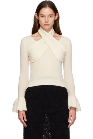 Rokh Off-White Cross Knitted Sweater