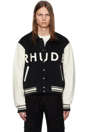 Rhude Black & Off-White Collegiate Bomber Jacket