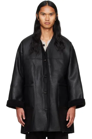 SYSTEM Black Classic Muffler Faux-Shearling Coat