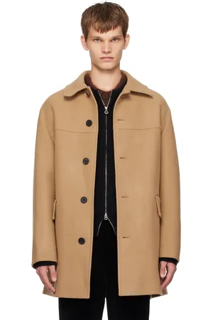 Solid Beige Spread Collar Coat