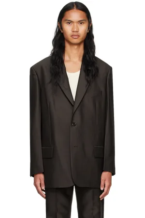 SYSTEM Brown Wool Single Set-Up Blazer
