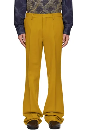 DRIES VAN NOTEN Yellow Wool Trousers