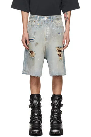 Vetements Blue Trashed Big Shape Denim Shorts