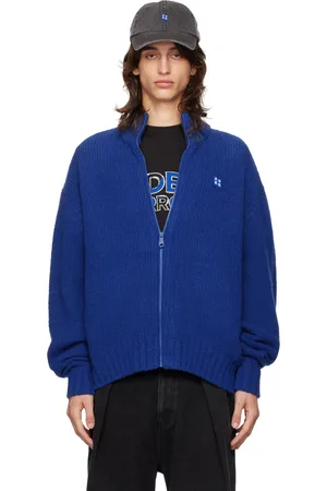 Ader Error Blue TRS Tag 01 Zip-Up Sweater