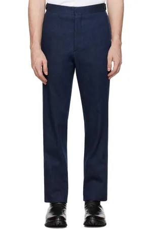 Ralph Lauren Blue Slim-Fit Denim Tuxedo Trousers