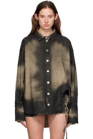 The Attico SSENSE Exclusive Black & Off-White Diana Denim Shirt