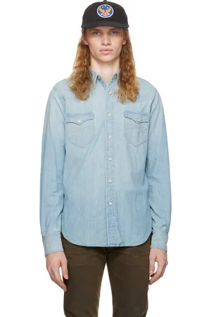 Ralph Lauren Blue Slim Fit Chambray Western Shirt