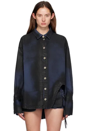 The Attico SSENSE Exclusive Navy & Black Diana Denim Shirt