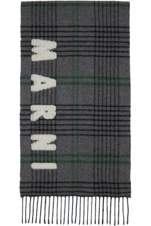 Marni Gray Double Check Logo Scarf