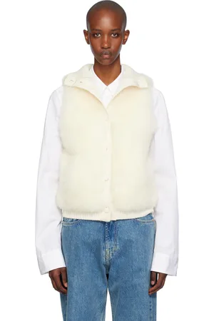 YVES SALOMON Off-White Merino Wool & Shearling Short Vest