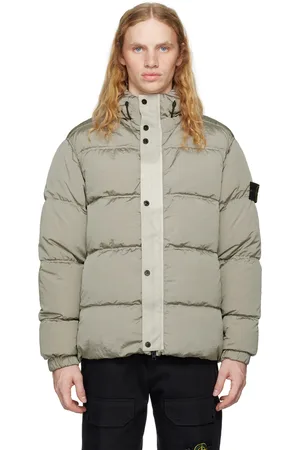 Stone Island Gray Metal Hooded Down Jacket