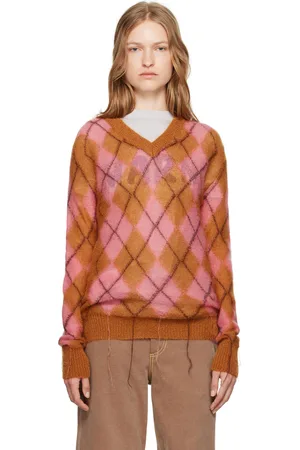 Marni Pink & Brown Argyle Sweater