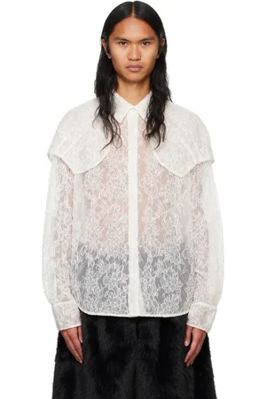 Simone Rocha Off-White Sheer Classic Fit Caps Shirt