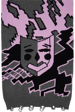 PAM PERKS AND MINI Gray & Purple Abbraccio Cashmere Scarf