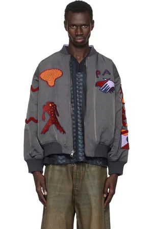 PAM PERKS AND MINI Gray & Purple Susumu Mukai Edition Markings Reversible Bomber Jacket