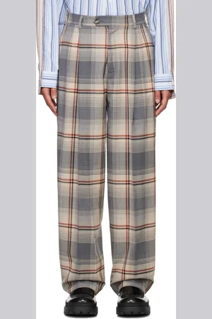 Marni Gray & Beige Checked Trousers