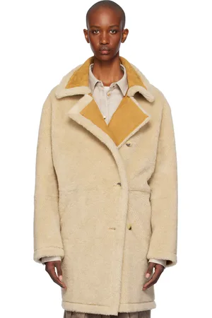LE 17 SEPTEMBRE Beige Reversible Faux-Fur & Faux-Leather Coat