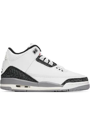 Nike Big Kids White & Gray Air Jordan 3 Retro Sneakers
