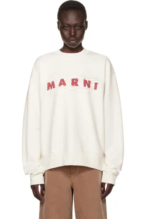 Marni White Wrinkled Logo Sweatshirt