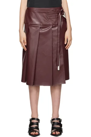 Renaissance Renaissance Burgundy Linda Faux-Leather Midi Skirt