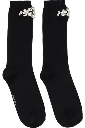 Simone Rocha Black Flower Crystal Emblem Ankle Socks