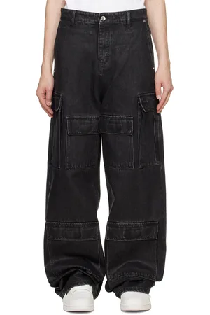 Who Decides War Black Waxed Denim Cargo Pants