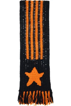 rice nine ten & Orange Hand Knitted Crochet Scarf