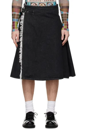 Jean Paul Gaultier Black Deconstructed Denim Skirt