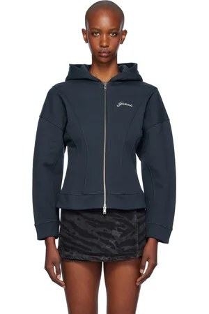 Ganni Navy Fleece Zip Hoodie