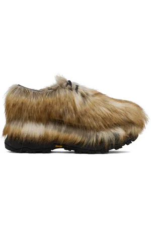 SACAI Beige Faux-Fur Derbys
