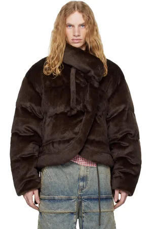 OTTOLINGER Brown Furry Strappy Puffer Down Jacket