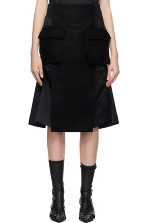 SACAI Black Paneled Midi Skirt