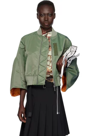 SACAI Green Nylon Bomber Jacket