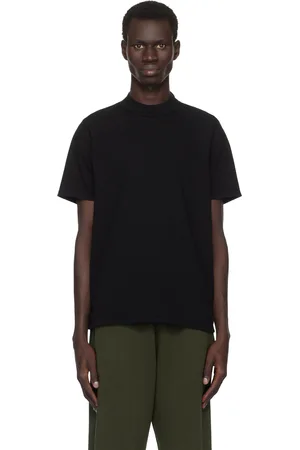 Les Tien Black Heavyweight Mock Neck T-shirt
