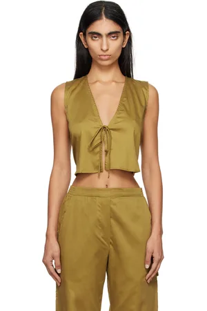 Leset Khaki Yoko Tie Top