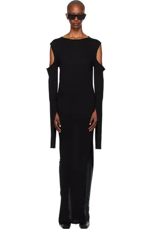 Rick Owens Black Porterville Cape Sleeve Maxi Dress
