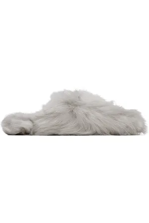 YVES SALOMON Gray Toscana Lambskin Slippers