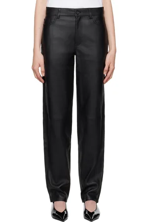 Totême Black Five-Pocket Leather Pants
