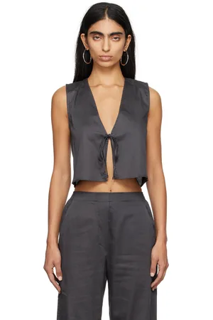 Leset Gray Yoko Tie Top