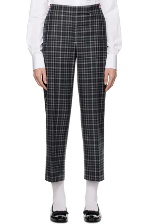 Thom Browne Gray Lightweight Tartan Trousers