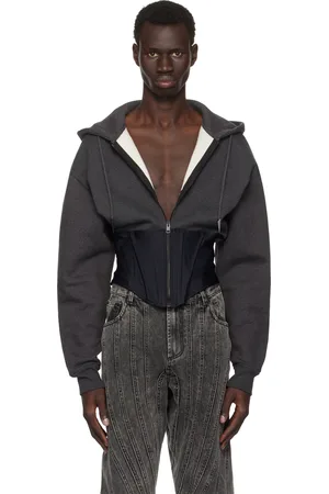 MUGLER Gray & Black Corseted Hoodie