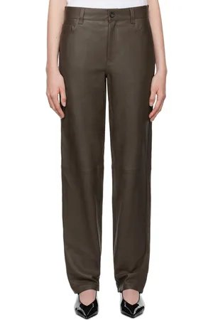 Totême Brown Five-Pocket Leather Pants