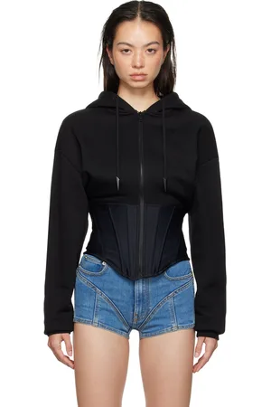 MUGLER Black Corseted Hoodie