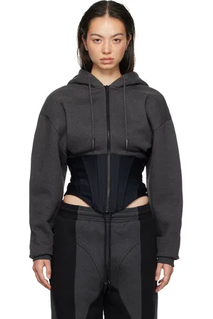 MUGLER Gray Corseted Hoodie