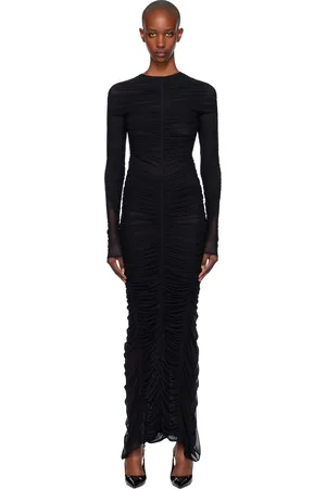 MUGLER Black Ruched Maxi Dress