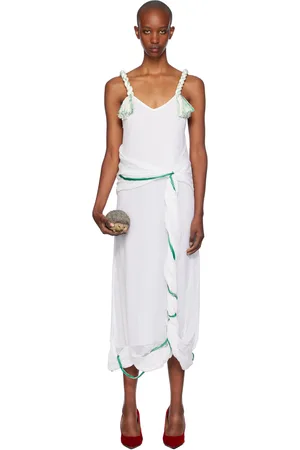 J.W.Anderson White Tassel Strap Twisted Midi Dress