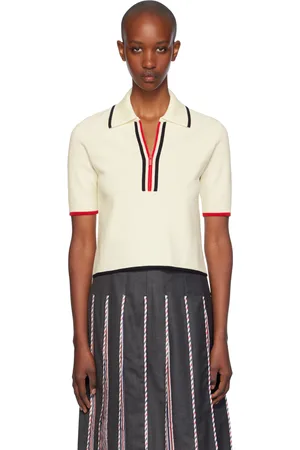Thom Browne Off-White Wool Zip-Up Polo