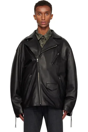 Acne Studios Black Waxy Nappa Leather Biker Jacket
